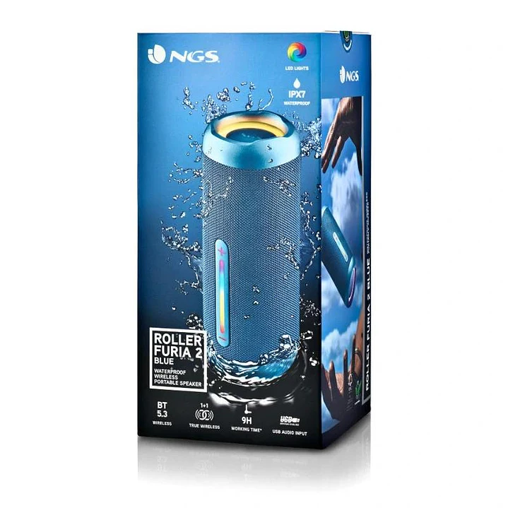 NGS Altavoz RollerFuria2 BT Rgb IP67 Azul 30W 2