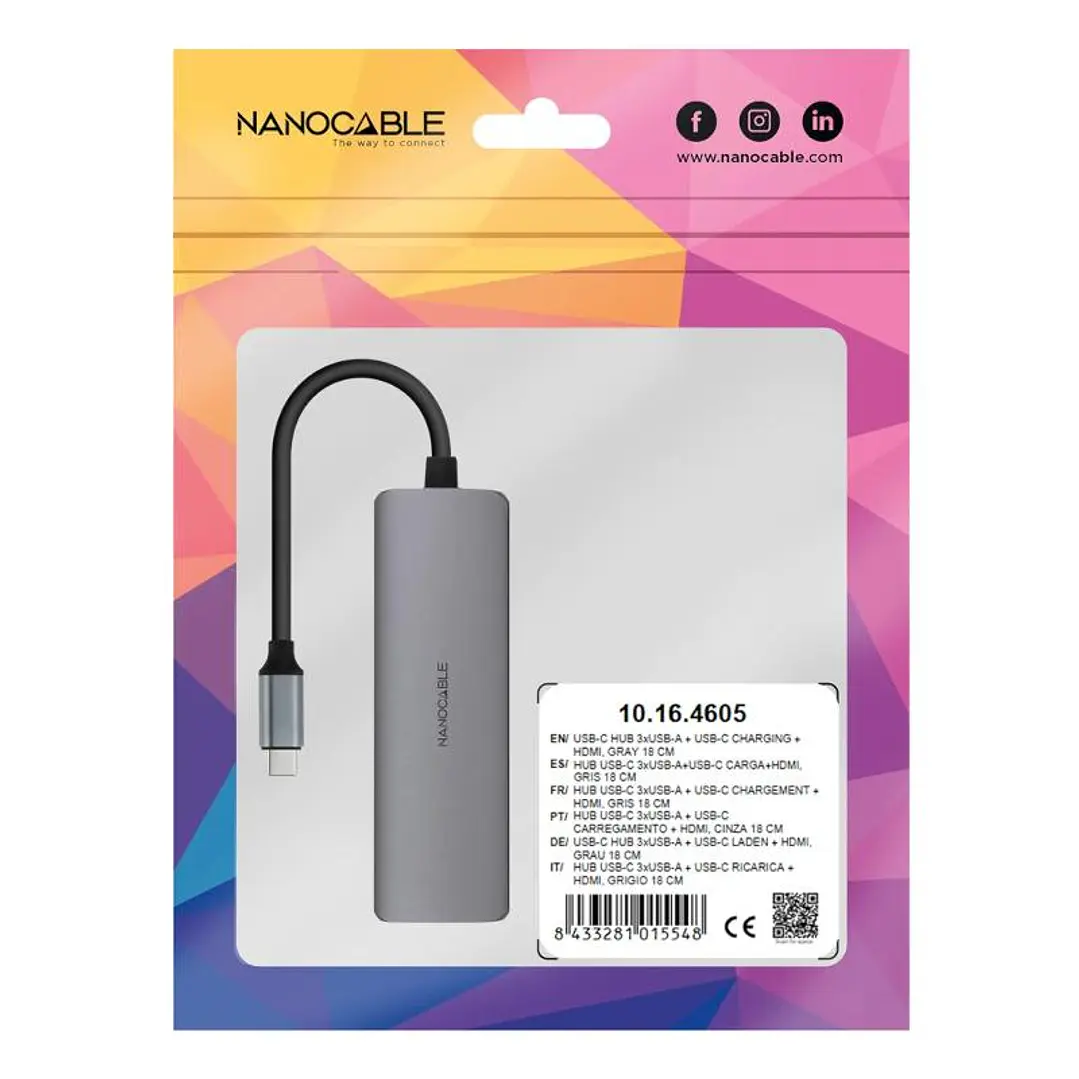 Nanocable Hub USB-C 3xUSB-A+HDMI+USB-C PD 4