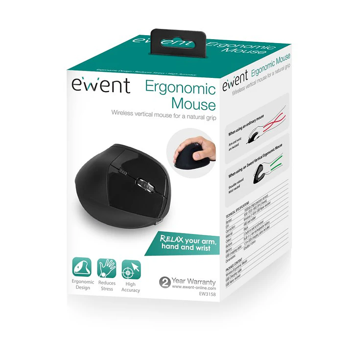Ewent EW3158 Ratón Wireless Vertical 1600 dpi 4