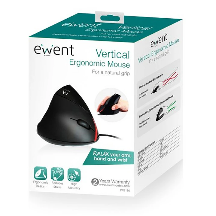 EWENT EW3156 Raton Ergonómico USB Negro 2