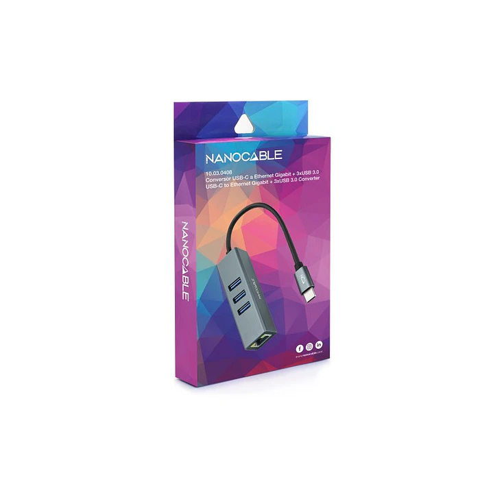 Nanocable Conversor USB-C Ethernet +3xUSB 3.0 3