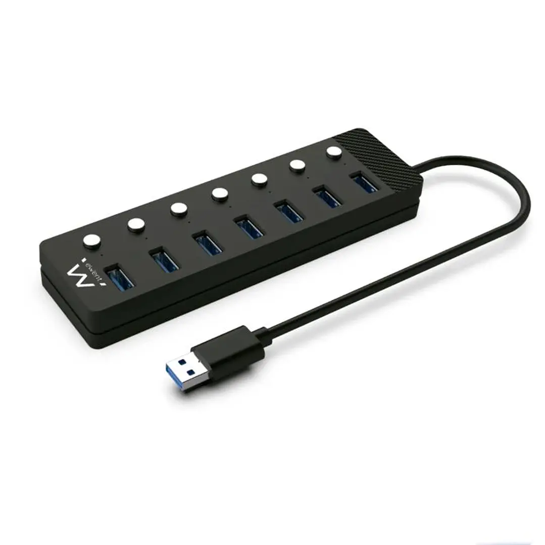 EWENT Hub usb-usb-c 7 ptos interruptor c/alimen. 3