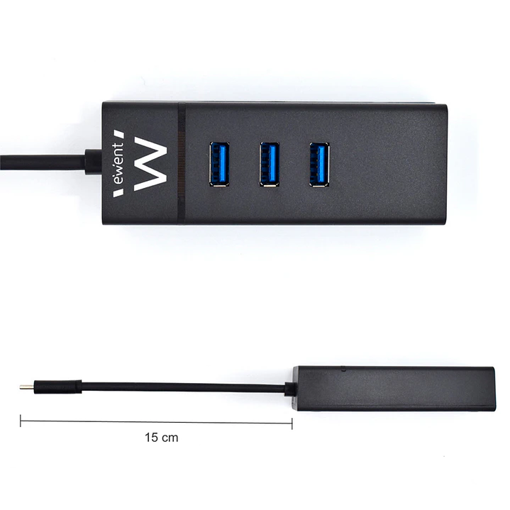 EWENT EW1141 Hub Tipo-C 3Pts.USB 3.1+1pto. GIGABIT 3