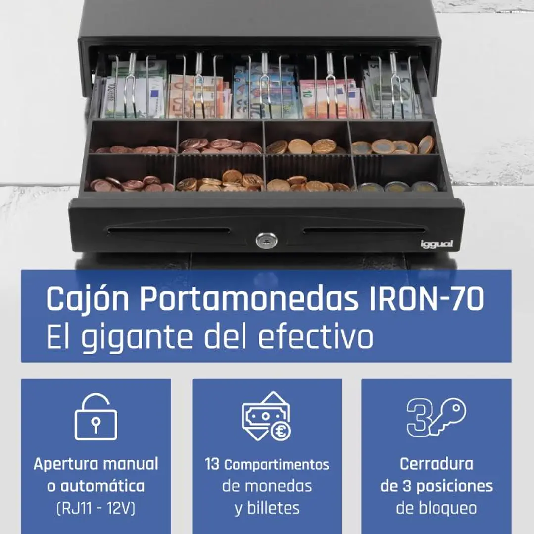 iggual Cajón Portamonedas IRON-70 44,5cm 5+8 negro 2