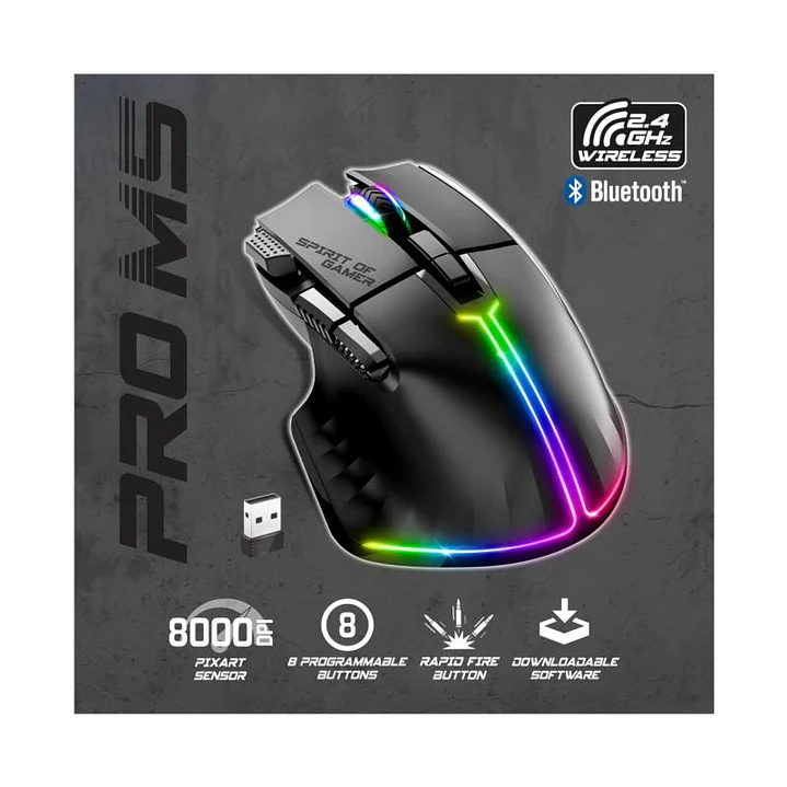 Spirit of Gamer Ratón Inalambrico Pro M5 Black 4