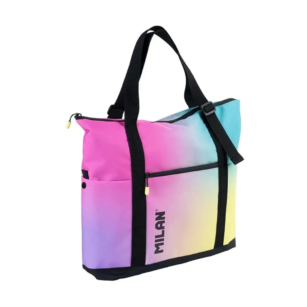 Milan Coleccion Sunset Bolso Shopper 18.5L - Gran Capacidad - Cierre de Cremallera - Tamaño 52x36x3cm - Multicolor 1