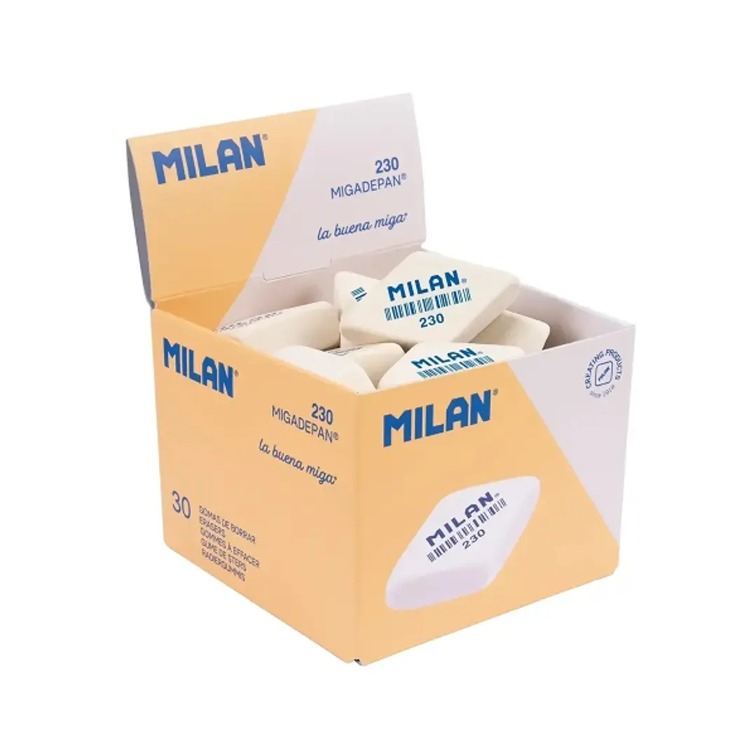 Milan 230 Goma de Borrar Romboide - Miga de Pan - Suave Caucho Sintetico - Color Blanco 1