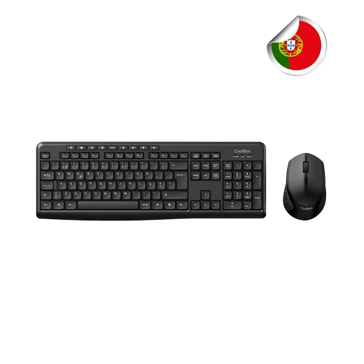 Coolbox Sem Fios Pack Inalambrico Teclado Portugues Multimedia - Raton 4 botones - 1600 dpi - Color Negro 1