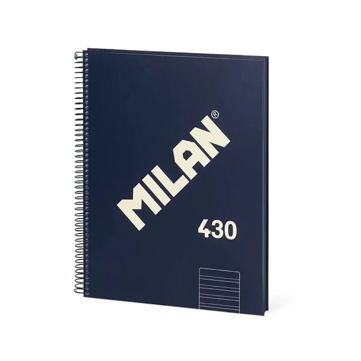 Milan 430 Since 1918 Cuaderno Espiral Formato A4 Doble Pauta 3,5mm - 80 Hojas de 95 gr/m2 Microperforadas con 4 Taladros - Tapa Dura - Color Azul 1
