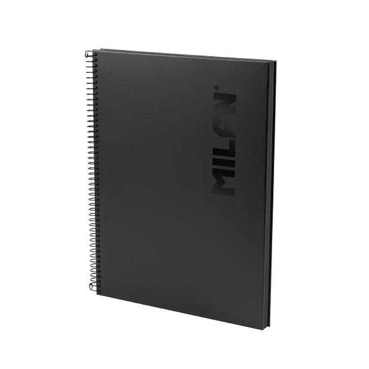 Milan Shadow Cuaderno Espiral Formato A4 Cuadricula 5x5 - 80 Hojas de 95 gr/m2 Microperforadas y con 4 Taladros - Tapa Dura - Color Negro 1
