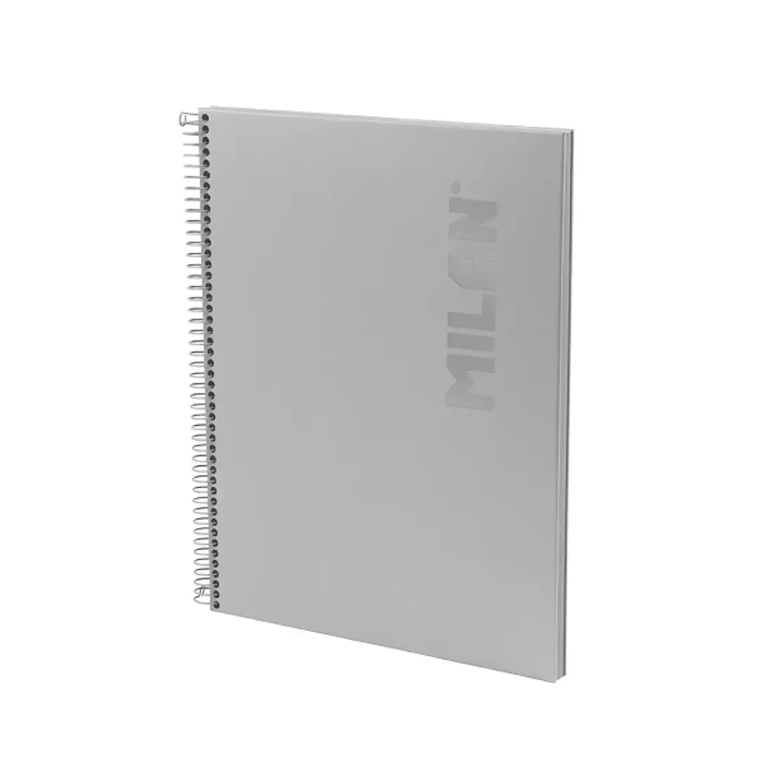 Milan Shadow Cuaderno Espiral Formato A4 Pautado 1 Linea - 80 Hojas de 95 gr/m2 Microperforadas y con 4 Taladros - Tapa Dura - Color Gris 1