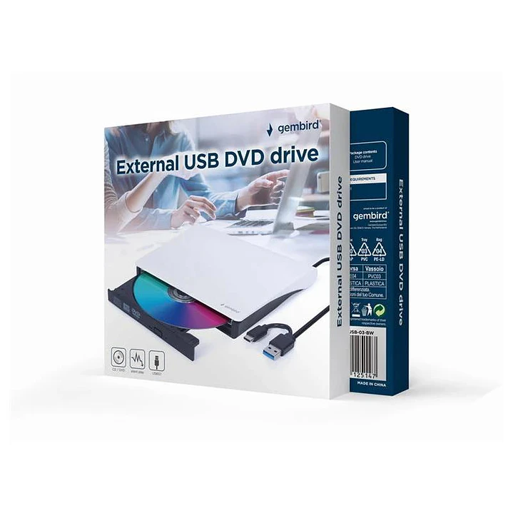 GEMBIRD Unidad de DVD USB externa Blanco 2