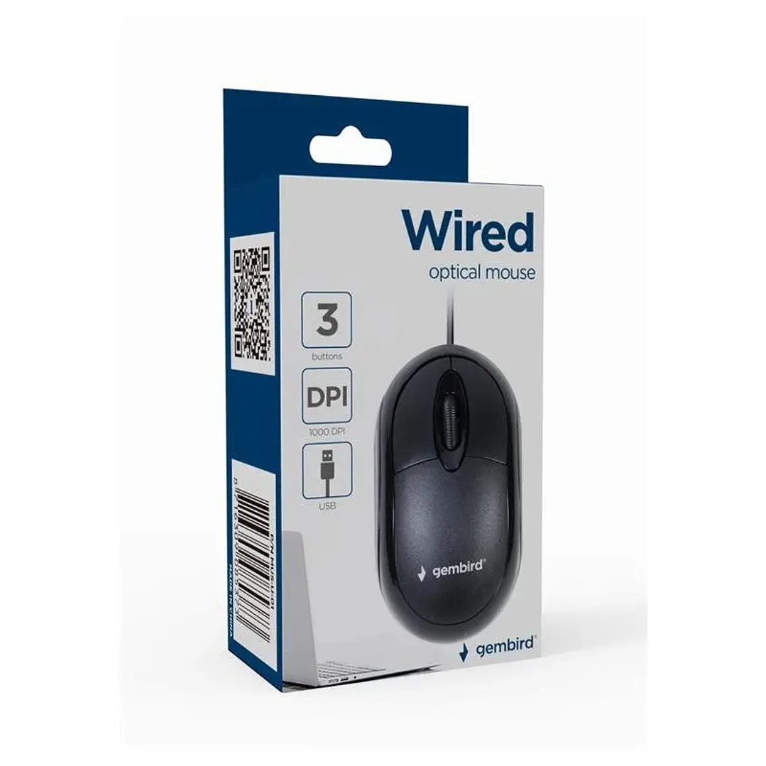 GEMBIRD Ratón óptico USB  3 botones cable Negro 2