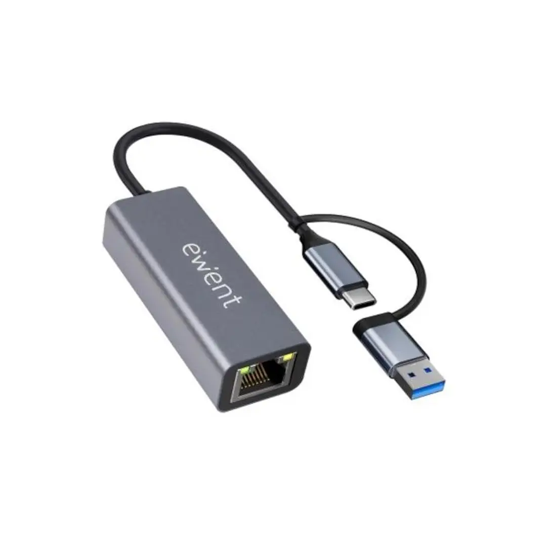 EWENT ADAPTADOR ETHERNET 1GIGABIT | USB-C Y USB-A 1