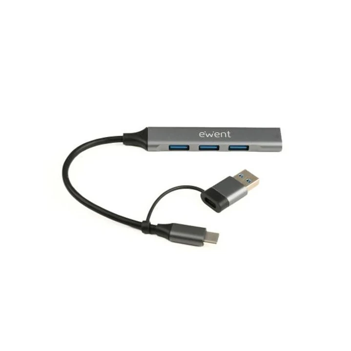 EWENT HUB USB-A-C 5Gbps 3puertos 3.1 USB A alum 1