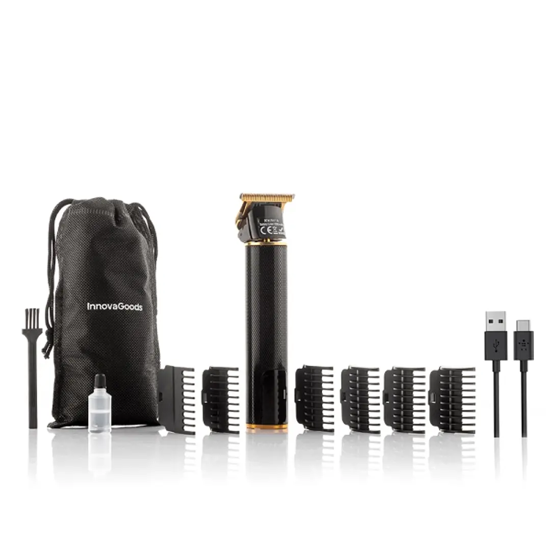 Innovagoods Triher Cortapelos Profesional Recargable - Autonomia 3h - Peines Surtidos - Resistente al Agua - Bateria 1200mAh - Pantalla LCD - Incluye  1
