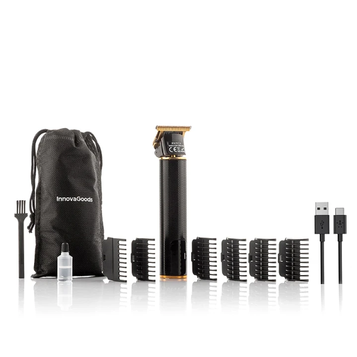 Innovagoods Triher Cortapelos Profesional Recargable - Autonomia 3h - Peines Surtidos - Resistente al Agua - Bateria 1200mAh - Pantalla LCD - Incluye  1