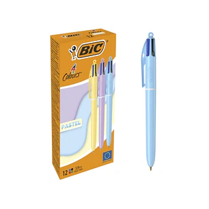 Bic 4 Colours Pastel Boligrafo de Bola Retractil - Punta Media de 1.0mm - Tinta con Base de Aceite - Cuerpo en Colores Pastel - 4 Colores