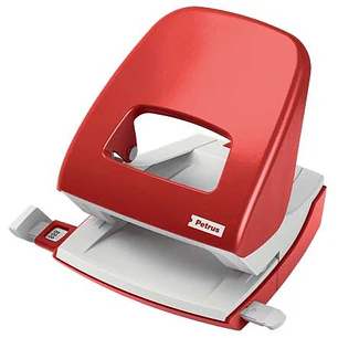Petrus 62 WOW Taladro Metalico - Hasta 30 Hojas - Marcas de Formato - Facil Vaciado - Punzones 5.5mm - Color Rojo