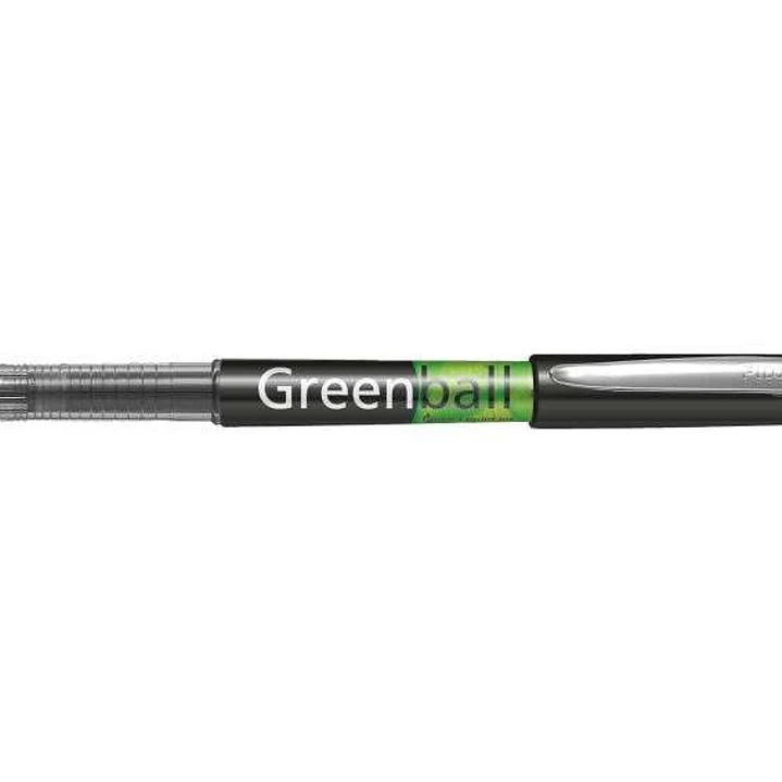 Pilot Boligrafo de Tinta Liquida Greenball - Recargable - Fabricado con Plastico Reciclado - Punta Media 0.7mm - Trazo 0.35mm - Color Negro 1