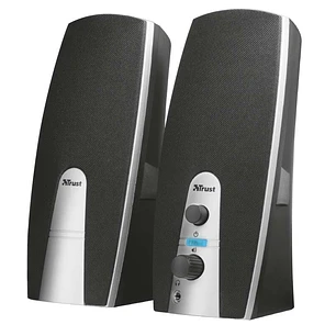 Trust MiLa Altavoces USB 2.0 10W - Entrada y Salida Jack 3.5mm - Cable de 1.20m - Color Negro/Plata