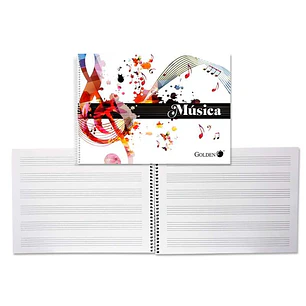 Golden Cuaderno de Musica con 20 Hojas - Interlineado de 3mm - Papel de 100gr