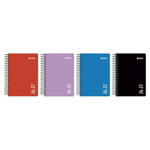 Enri Agenda Escolar con Espiral - Castellano - Tapa de Plastico - Formato Cuartilla - Dia Pagina - Colores Surtidos