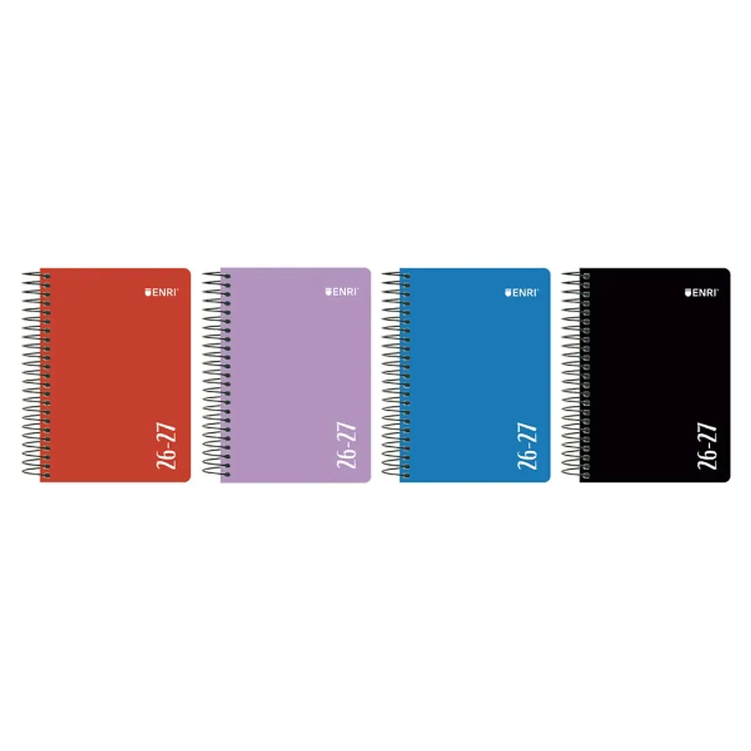 Enri Agenda Escolar con Espiral - Castellano - Tapa de Plastico - Formato Cuartilla - Dia Pagina - Colores Surtidos 1