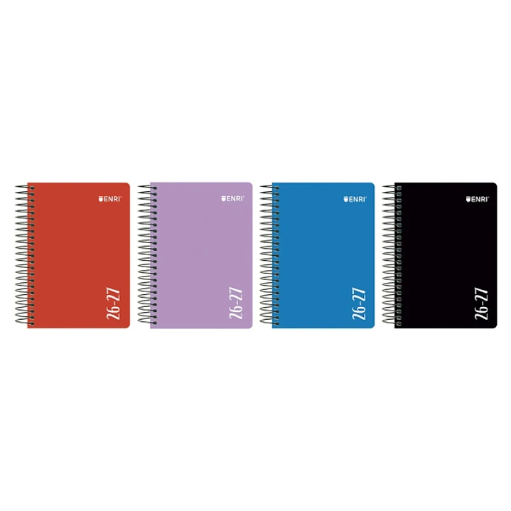 Enri Agenda Escolar con Espiral - Castellano - Tapa de Plastico - Formato Cuartilla - Dia Pagina - Colores Surtidos 1