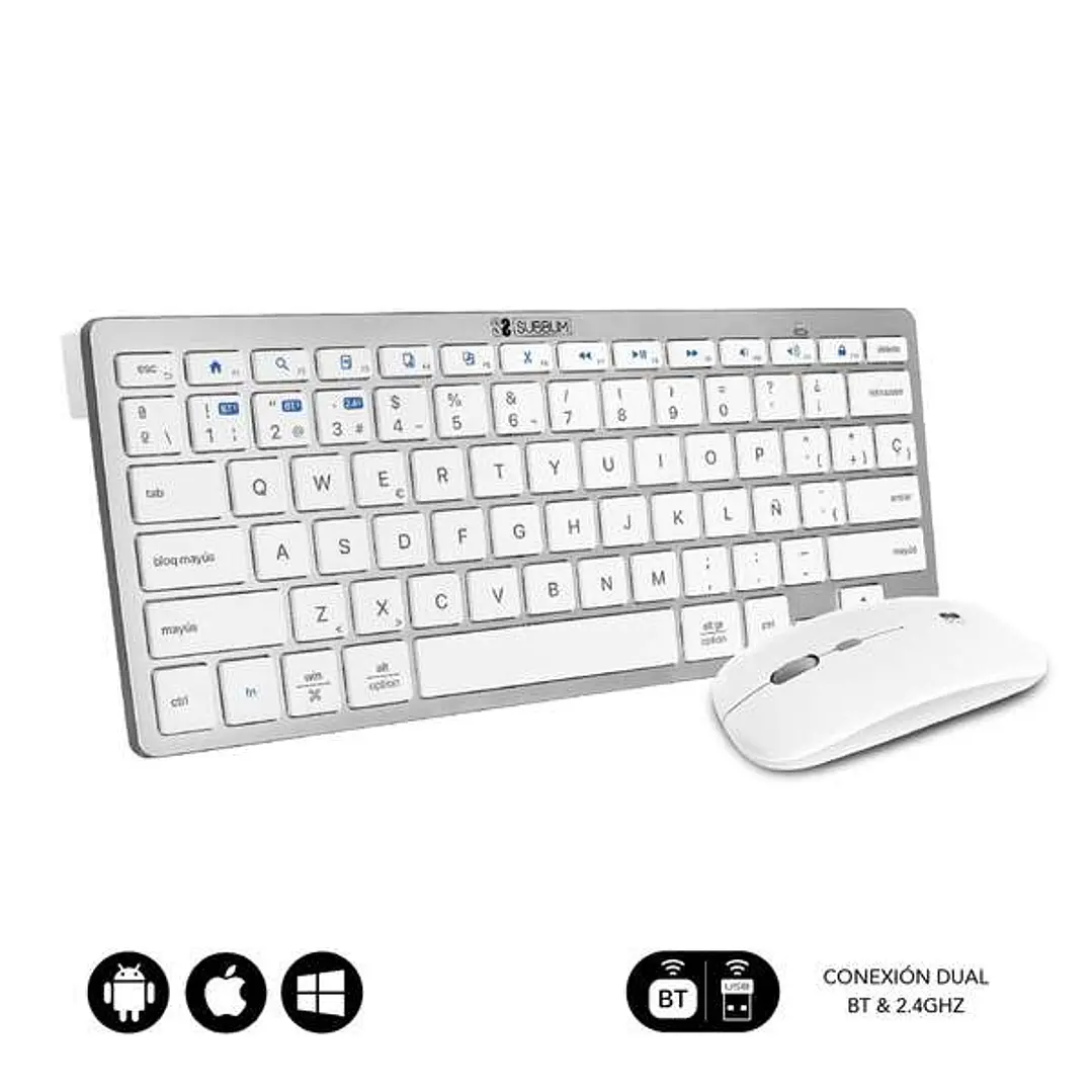 Subblim Combo Multidispositivo Compacto - Conectividad Inalambrica Multidispositivo - Compatible con Windows, Android, Ios y Macos - Control Multimedi 1