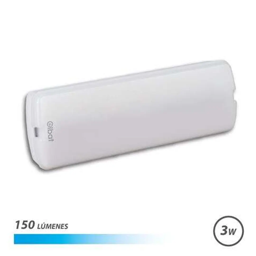 Elbat Luz de Emergencia 3W 150lm - 6000k Luz Fria - Autonomia hasta 3h - IP20 1