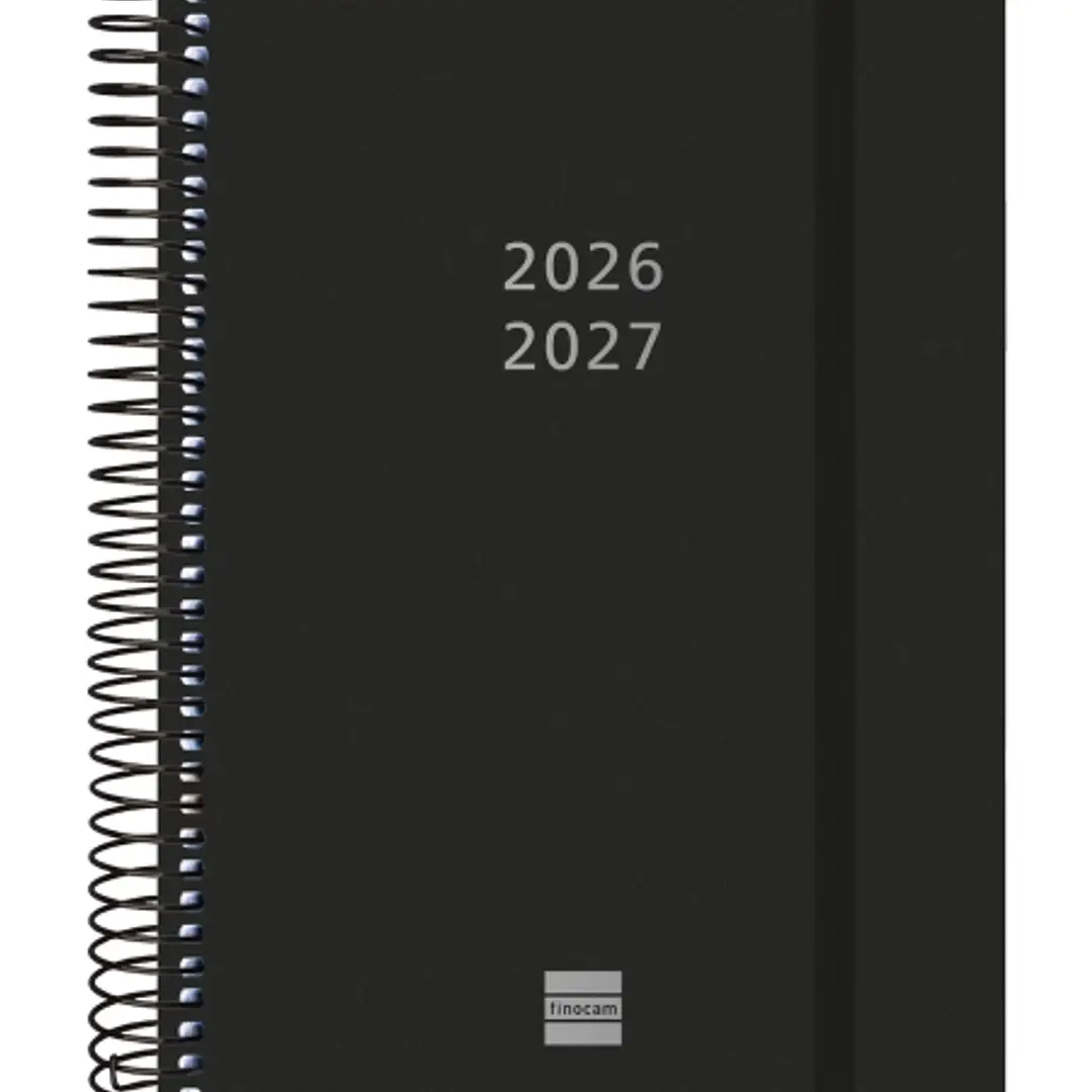Finocam Espiral Agenda Internacional - 18 Meses - 2 Dias por Pagina - Formato E10 - 155x212mm - Tapas de Polipropileno - Papel de 70g/m2 - Esquinas Mi 1