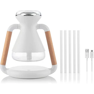 Innovagoods Misvolt Humidificador Difusor de Aromas 3 en 1 - Cargador Inalambrico - Deposito de 230ml - Silencioso - Incluye Cable USB - Apagado Autom