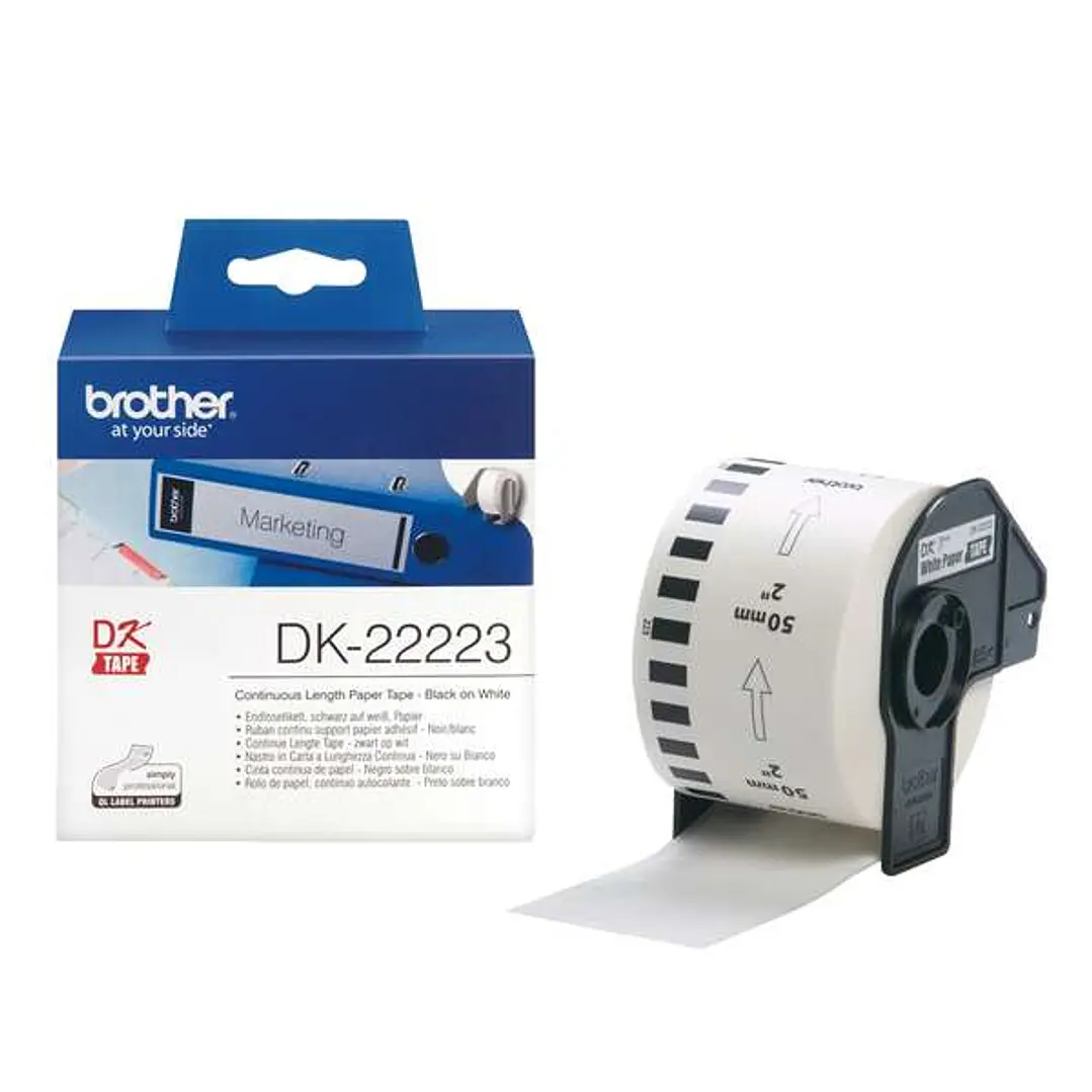 Brother DK22223 - Etiquetas Originales de Tamaño personalizado - Ancho 50mm x 30,48 metros - Texto negro sobre fondo blanco 1