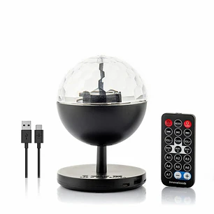 Innovagoods Istarlyt Proyector LED Recargable con Altavoz - Bluetooth - Bateria 800mAh - Mando a Distancia - Funcion Rotativa - Antideslizante - 10.7x