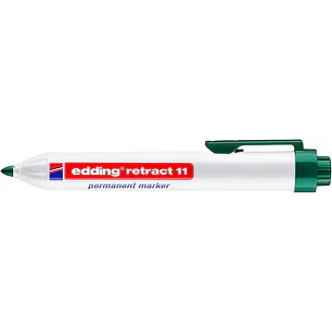Edding Retract 11 Rotulador Permanente Retractil - Punta Redonda - Trazo entre 1.5 y 3mm - Recargable - Secado Rapido - Color Verde