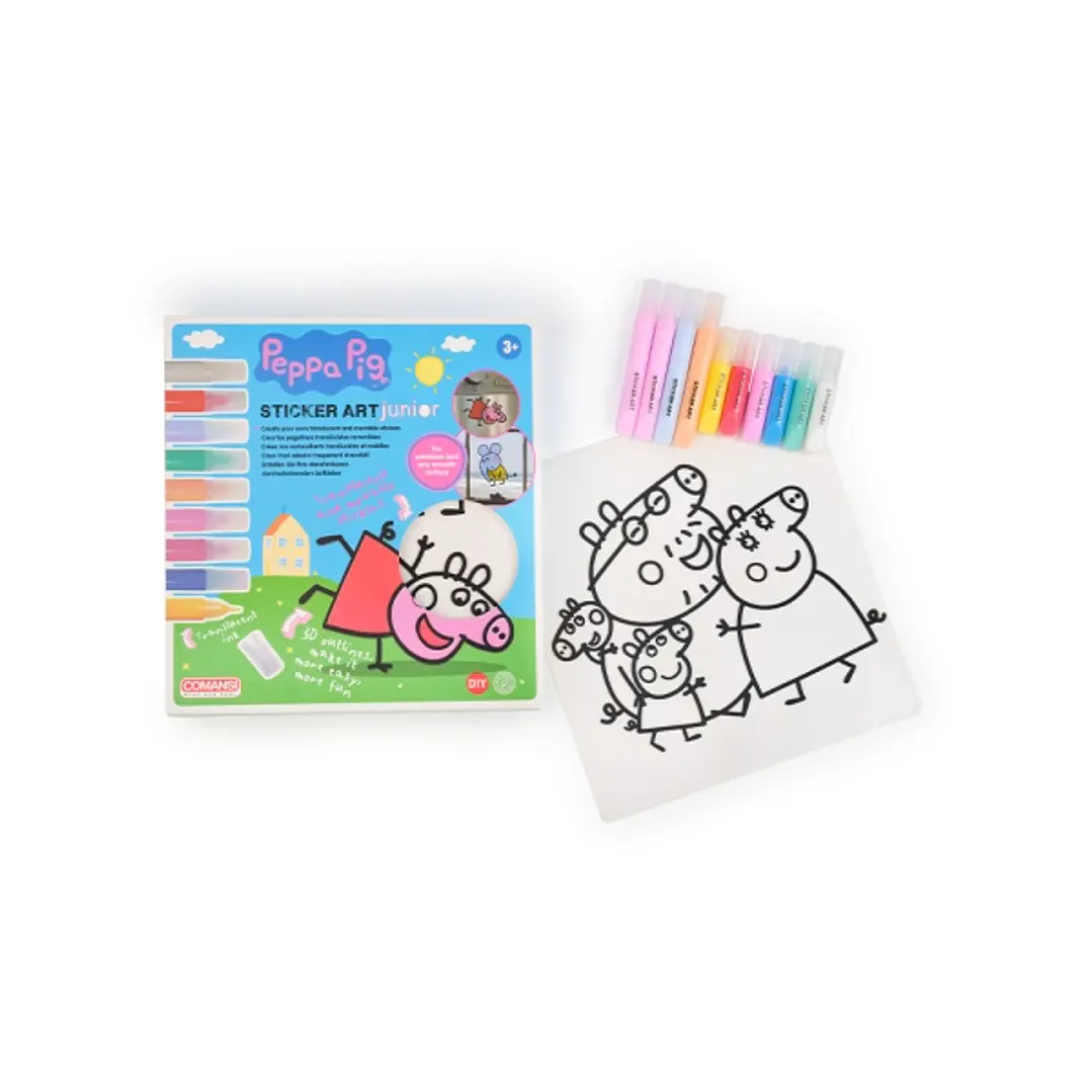 Comansi Sticker Art Junior Peppa Pig - Pegatinas Creativas para Ventanas  - Manualidades Infantiles - Surtido Temático 1