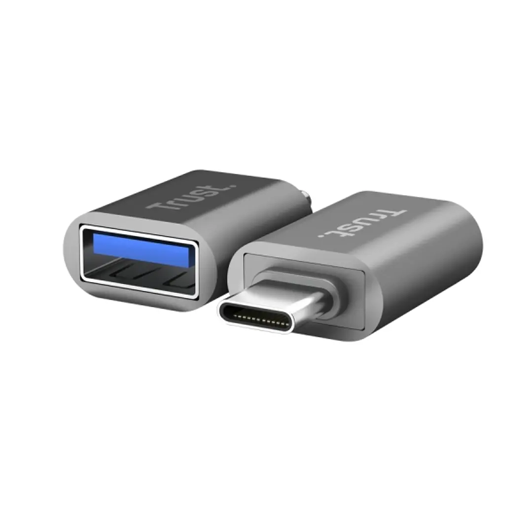 Trust Calyx Pack de 2 Adaptadores USB 3.0 - USB-A Hembra - USB-C Macho - 8x15x32mm - Color Gris 1