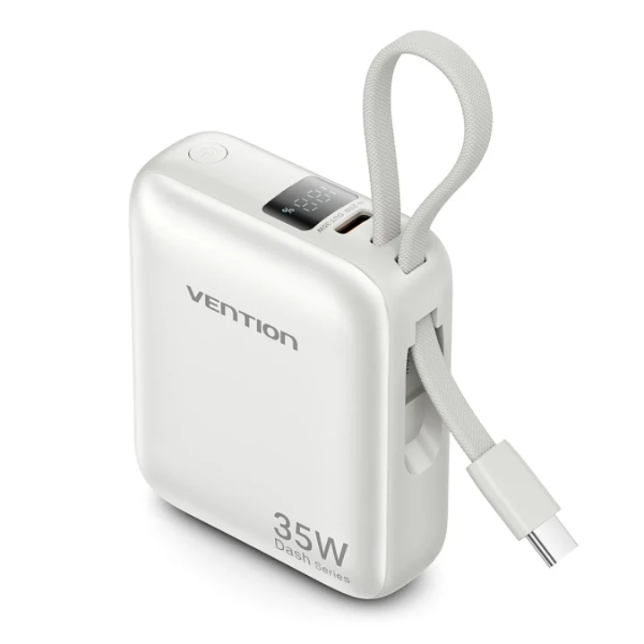 Vention Mini Powerbank de 10000mAh - Potencia de Salida hasta 35W - Cable USB-C Integrado - Power Delivery - Tecnologia PPS - Color Gris 1