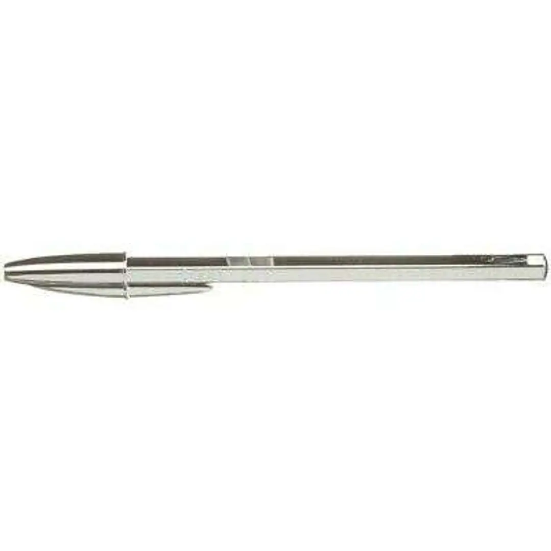 Bic Cristal Shine Boligrafo de Bola - Punta Media de 1.0mm - Tinta con Base de Aceite - Elegante Cuerpo Plateado - Color Negro 1