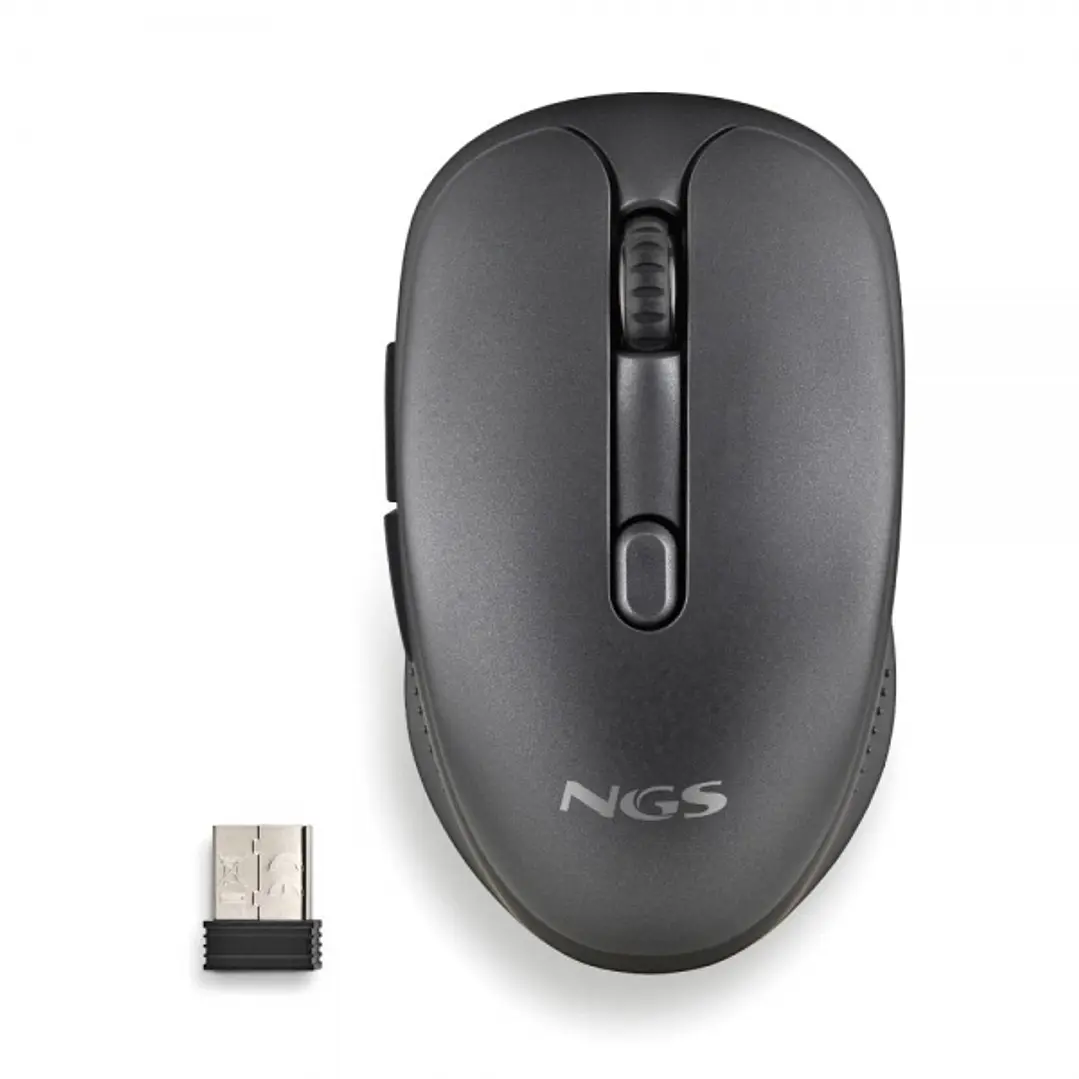 NGS Evo Spook Raton Inalambrico 1600dpi - Conexiones: 2.4 GHz USB-A + Bluetooth 5.1 + Bluetooth 5.1 - 5 Botones - Uso Diestro - Color Negro 1