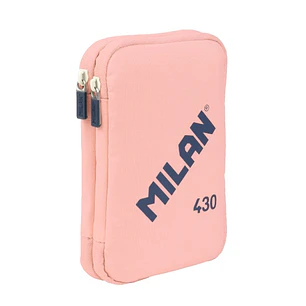 Milan Coleccion 430 Plumier de 2 Pisos con 2 Gomas de Borrar, Sacapuntas, Lapiz, Boligrafo P1 Touch Azul, Regla, 12 Lapices de Colores y 18 Rotuladore