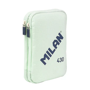 Milan Coleccion 430 Plumier de 2 Pisos con 2 Gomas de Borrar, Sacapuntas, Lapiz, Boligrafo P1 Touch Azul, Regla, 12 Lapices de Colores y 18 Rotuladore
