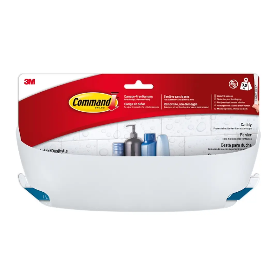 Command Cesto Organizador de Aseo - Soporta hasta 3kg - Incluye 4 Tiras Adhesivas - Color Blanco 1