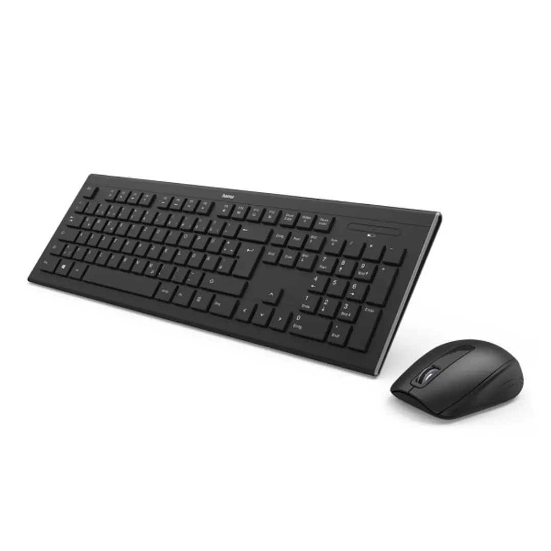Hama Combo de Teclado y Raton Inalambricos 2.4GHz - Distribucion Qwerty-Es - Pila Aa/Aaa - USB-A - Pies Plegables - Rango 10m - Raton de 3 Botones - 1 1