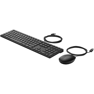 HP 320MK Combo Teclado y Raton USB - Teclado Compacto de 3 Zonas - Teclas Silenciosas - LED Indicador de Bloqueos - Raton Optico 1000 DPI con 3 Botone