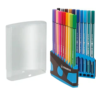 Stabilo Premium Pen 68 Estuche con 20 Rotuladores - Punta de Fibra - Trazo de 1mm aprox. - Alto Brillo y Luminosidad de Color - Colores Surtidos