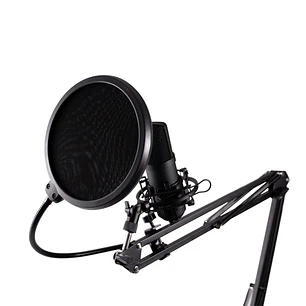 Coolbox Coolcaster Microfono USB Cardioide de Brazo Extensible para Streaming - Parabrisas y Filtro POP - Tripode - Color Negro