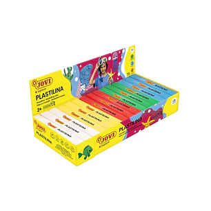 Jovi Expositor de 15 Pastillas de Plastilina 150gr - Colores Basicos - 100% Vegetal - Muy Moldeable - No Se Seca - Colores Mezclables - Color Surtido