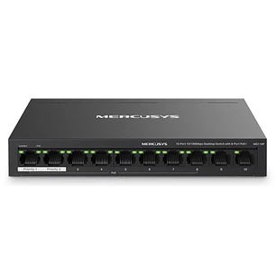 Mercusys Switch 10 Puertos RJ45 10/100Mbps - 8 Puertos PoE - Largo Alcance hasta 250m en Modo Extendido - Carcasa de Metal